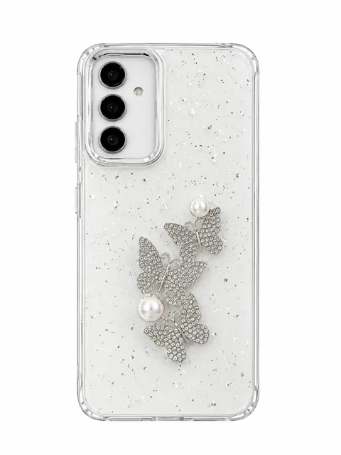 قاب پروانه مرواریدی اکلیلی | Pearl Butterfly Glitter Case مناسب برای گوشی سامسونگ Galaxy A21s